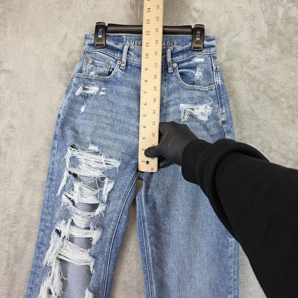 American Eagle Outfitters 90s Boyfriend Jeans Womens 000 High Rise Distressed - Picture 9 of 13